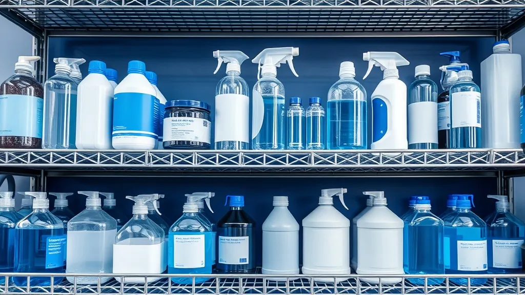 Professional detailing chemicals in clean transparent bottle